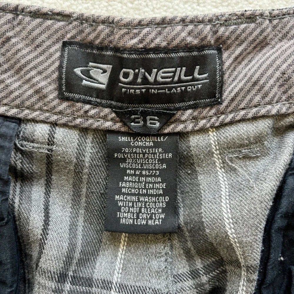 O'Neill Concha Plaid Shorts Mens 36 Grey Excellent Flat Front Casual‎ Walking